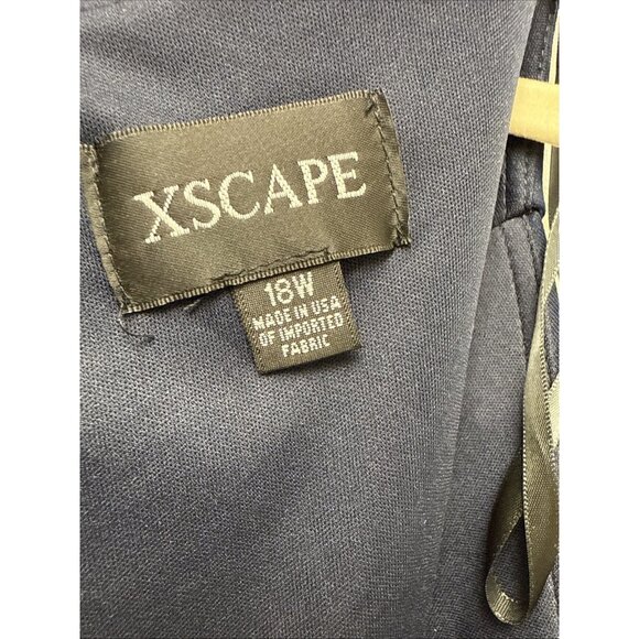 Xscape Women Dress Size 18W Blue Ruched Side V Neck Scuba Cocktail Gown New - Picture 10 of 13